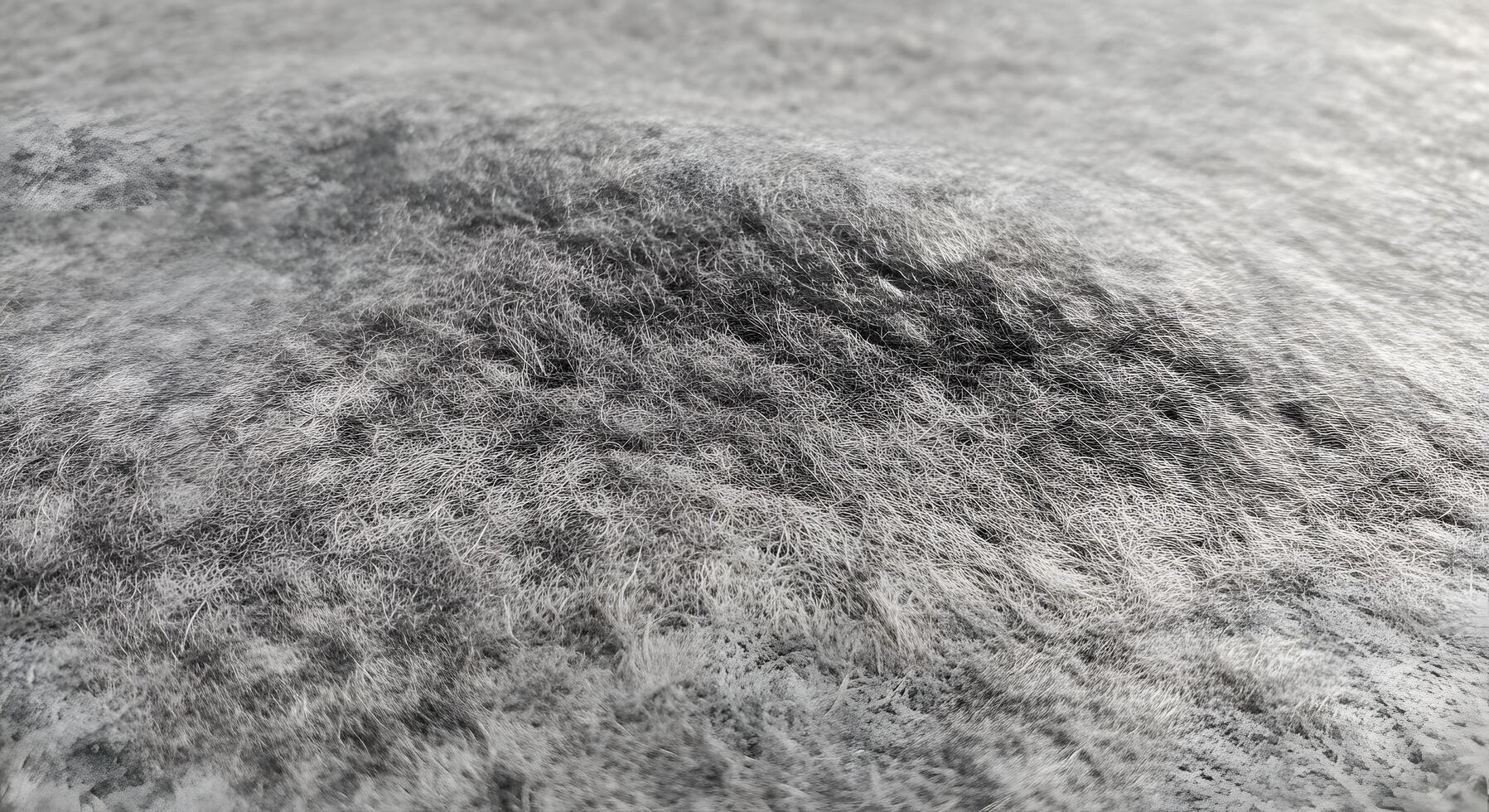 Close-up macro photograph showcasing the intricate details and fine texture of a fluffy, grey, fuzzy fabric surface, highlighting its soft fibers and subtle variations in shade photo