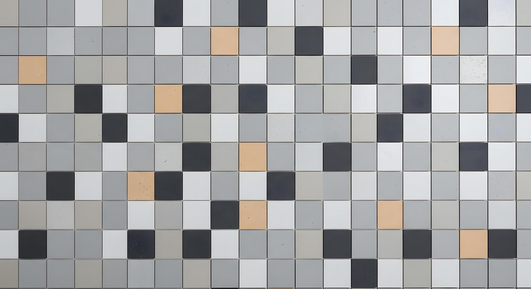 Abstract pattern of small squares in shades of gray, white, and orange, creating a modern and geometric textured background photo