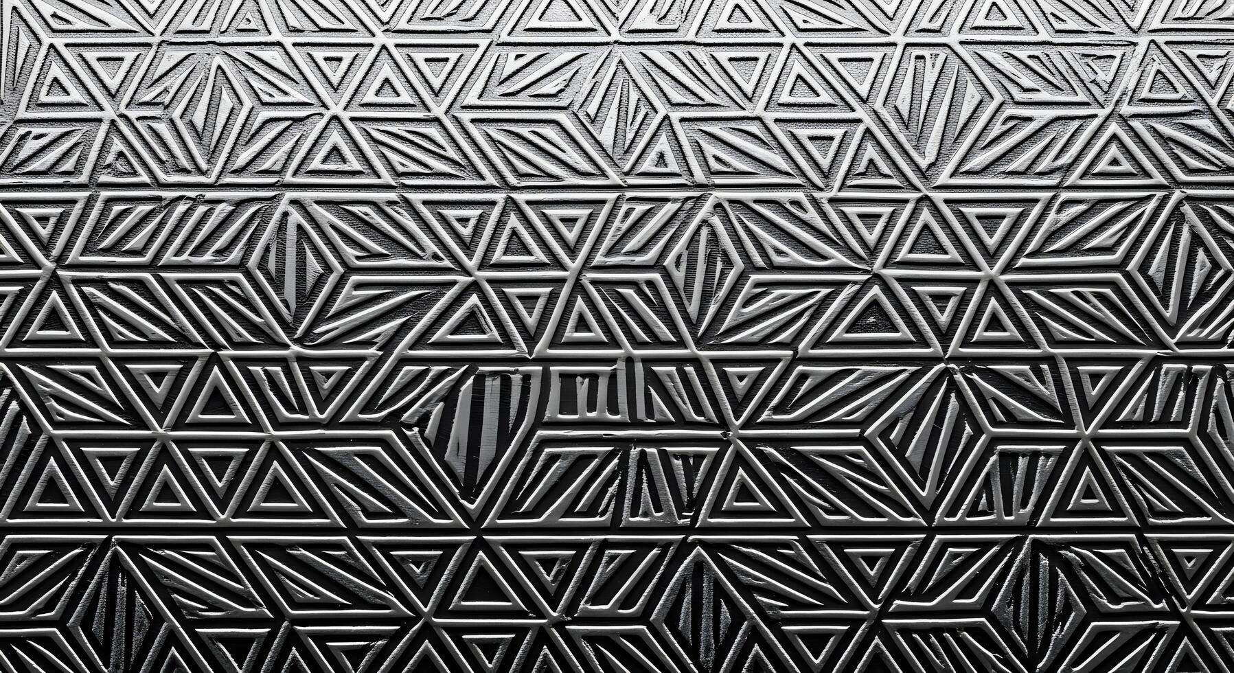 Intricate dark geometric texture background featuring complex triangular patterns and etched lines, creating a striking abstract relief surface ideal for modern design concepts photo
