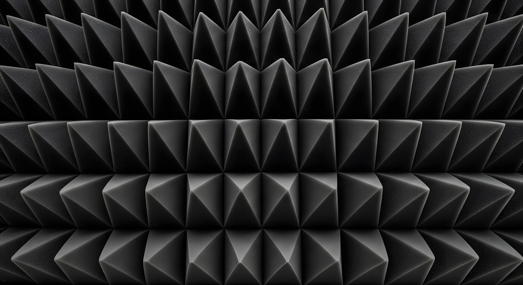 Intricate dark grey textured surface featuring repeating pyramidal spikes, forming an abstract geometric pattern often used for sound control and modern design photo