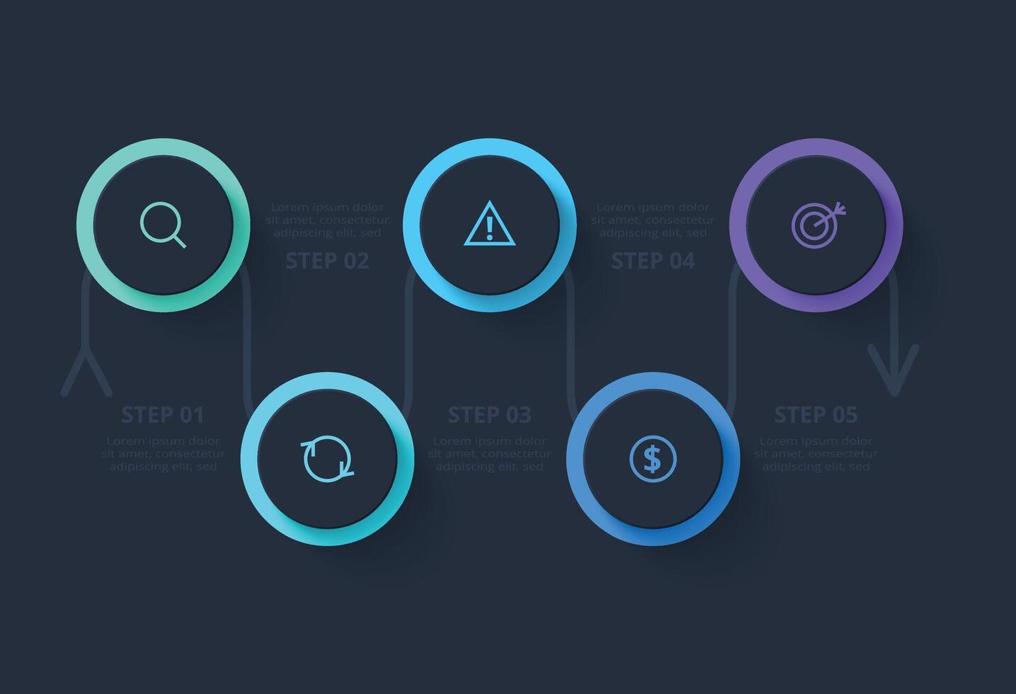 Creative infographic with 5 steps, options, parts or processes. Business data visualization. vector