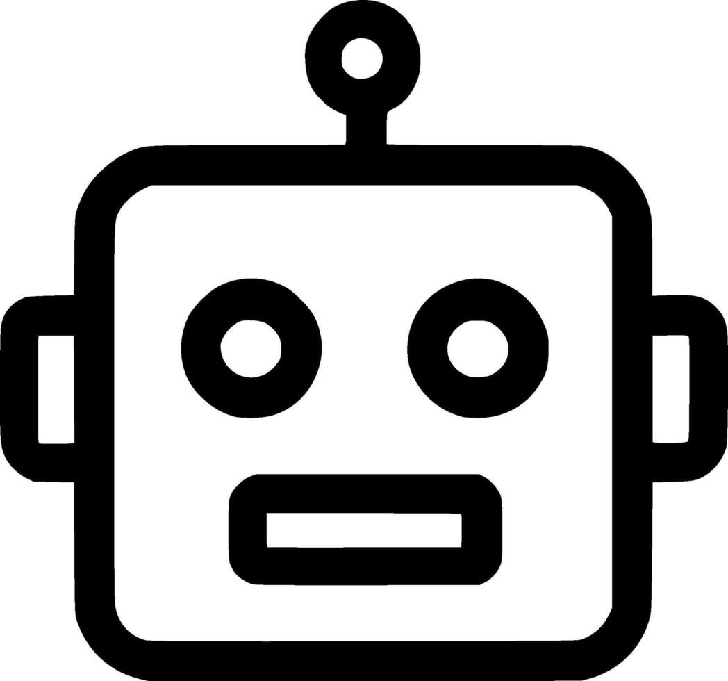 Line Simple Robot Head Minimalist Design Outline Icon Symbol vector