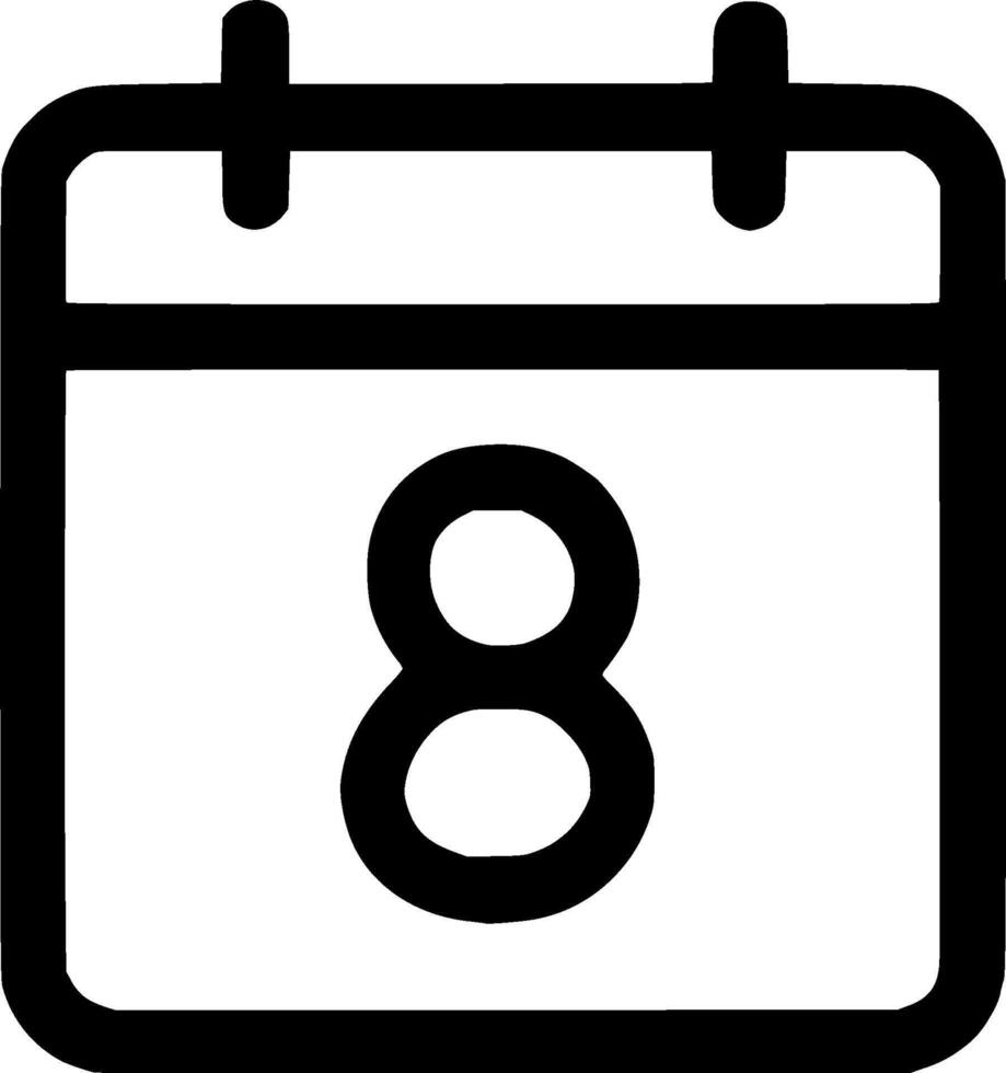 Simple Outline Calendar Date Eight Icon for Planning and Scheduling vector