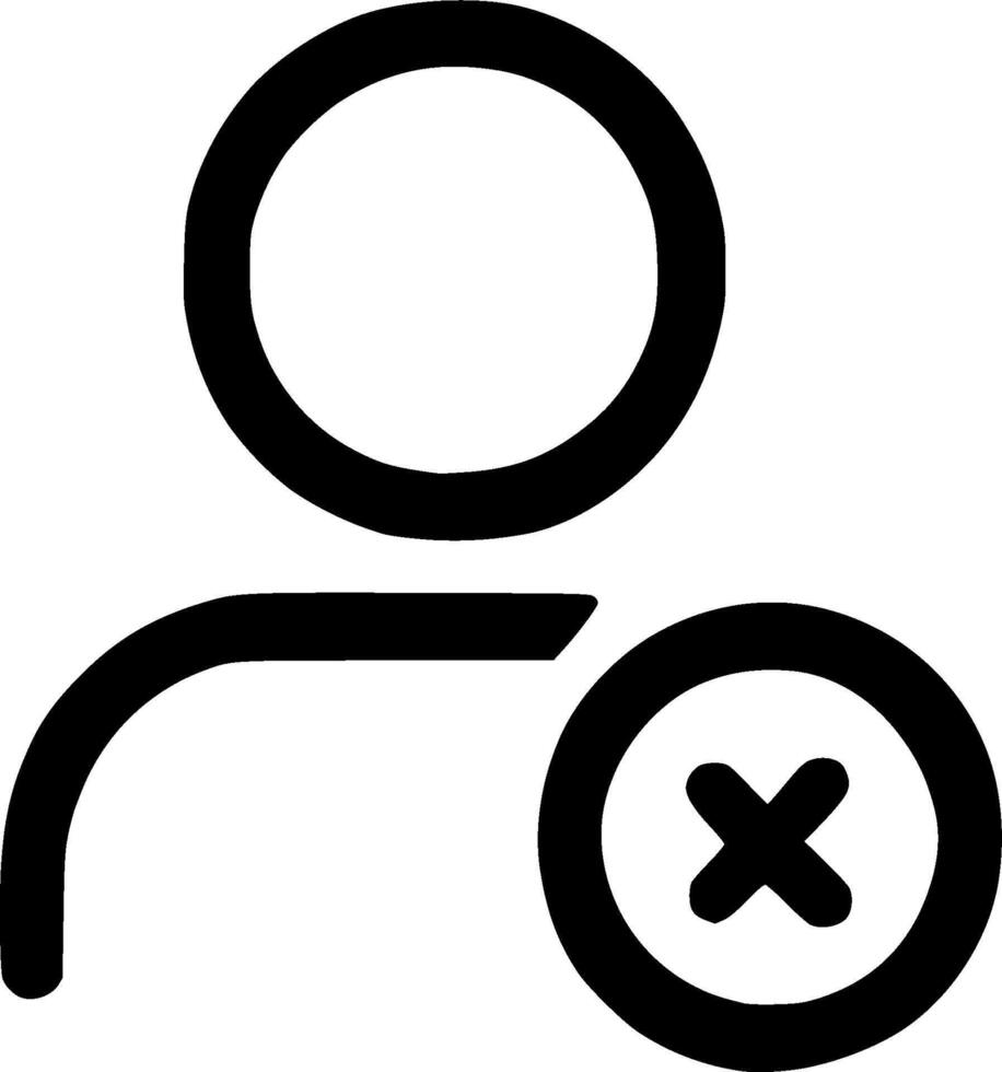 Line Art Person Delete Icon with Cross Sign Simple Element vector