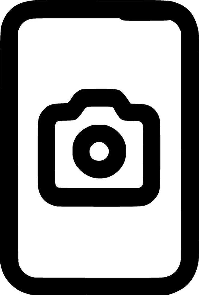 Simple Outline Camera App Interface for Mobile Phone Icon vector