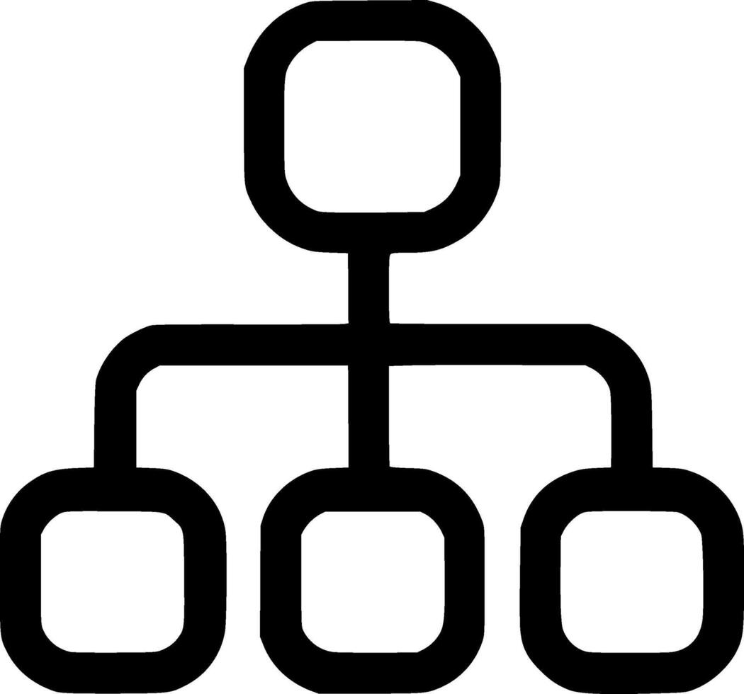 Simple Outline Hierarchy Diagram Structure Connection Relationship Organization Icon vector