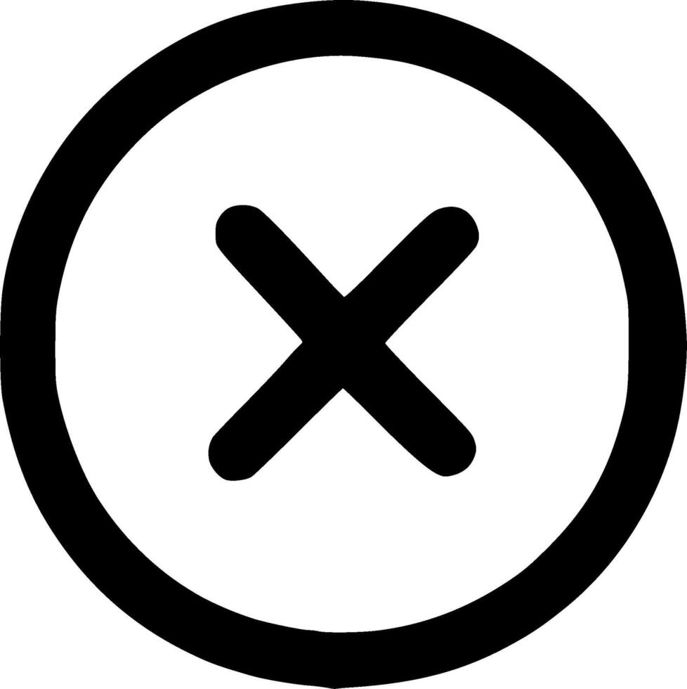 Outline Simple Circle Cross Mark Sign Shape Icon Graphic Element vector