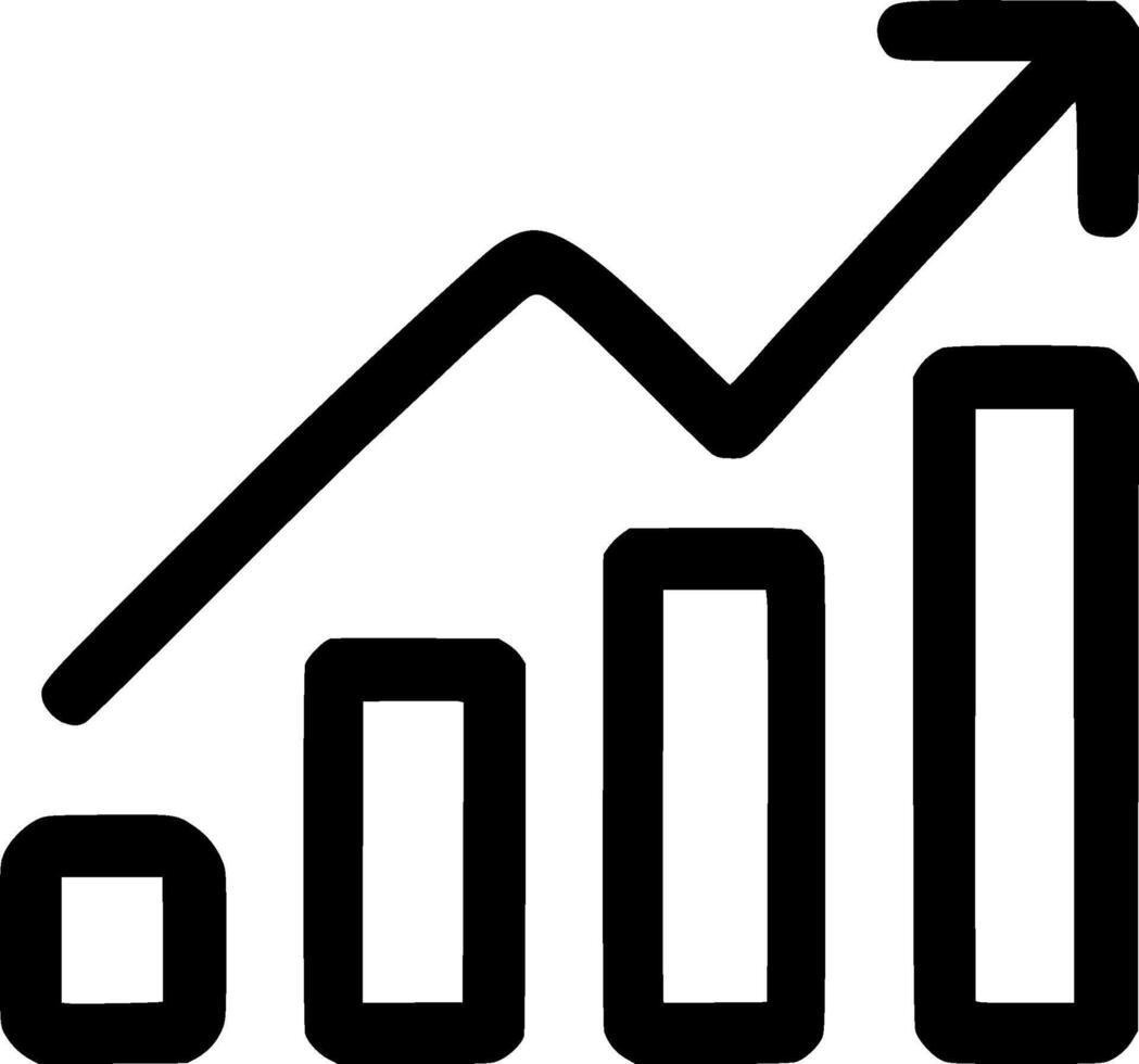 Outline Simple Rising Bar Graph Arrow Up Finance Icon vector