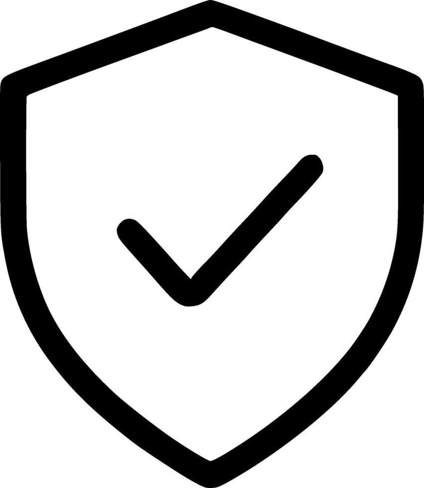Outline Simple Shield Checkmark Security Shape Icon Symbol Graphic vector
