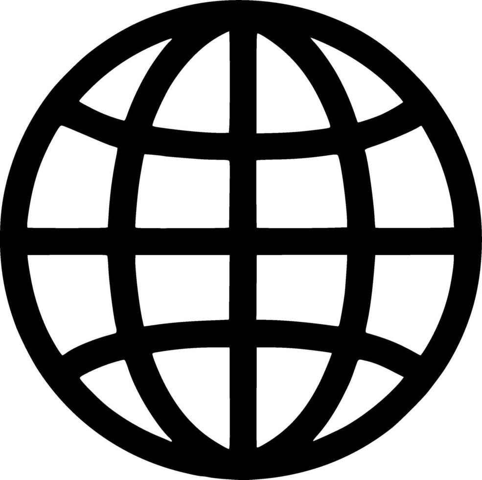 Simple Line Globe Sphere Network Technology Communication Worldwide Symbol Icon vector