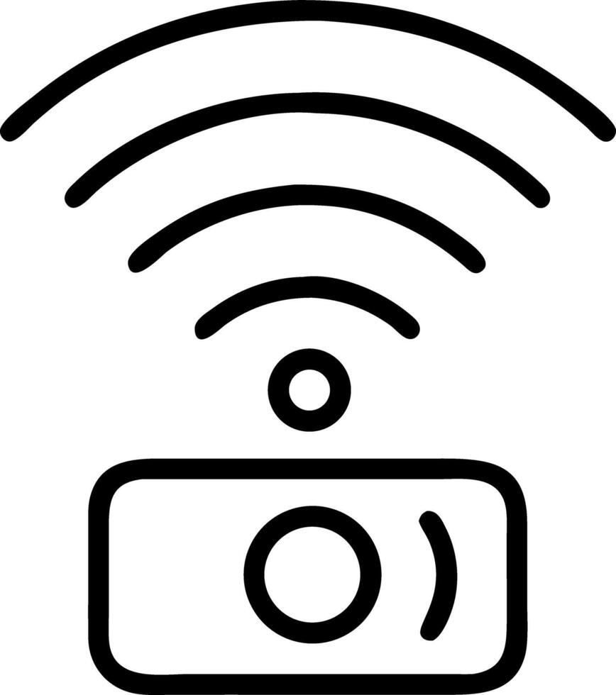 Wireless smart device icon with signal waves. vector