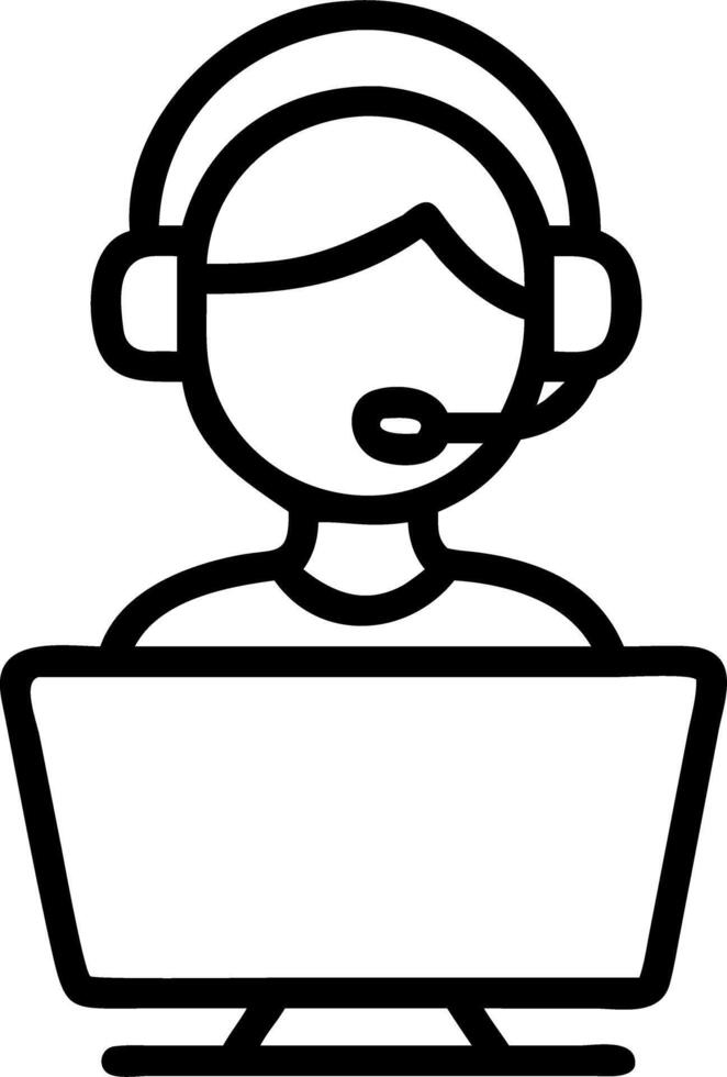 Customer service representative icon with headset and computer. vector