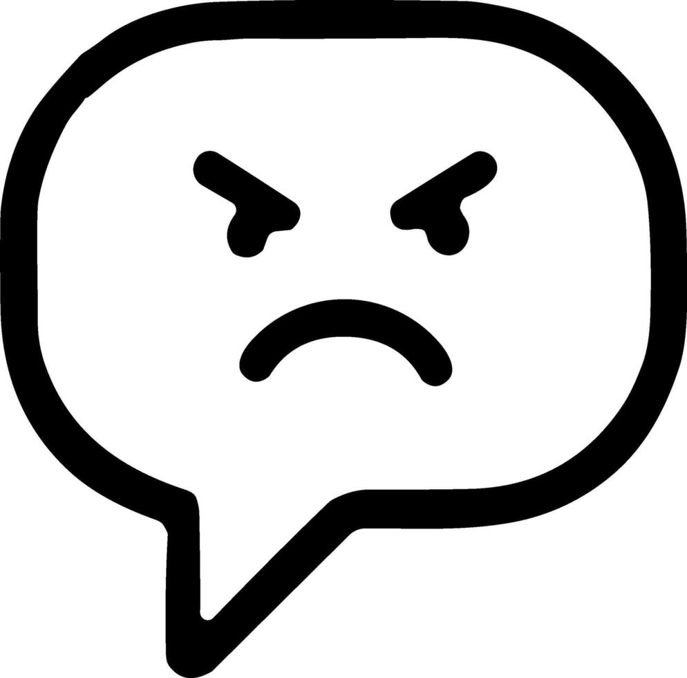 Outline Simple Angry Speech Bubble with Eyebrows Icon Element vector