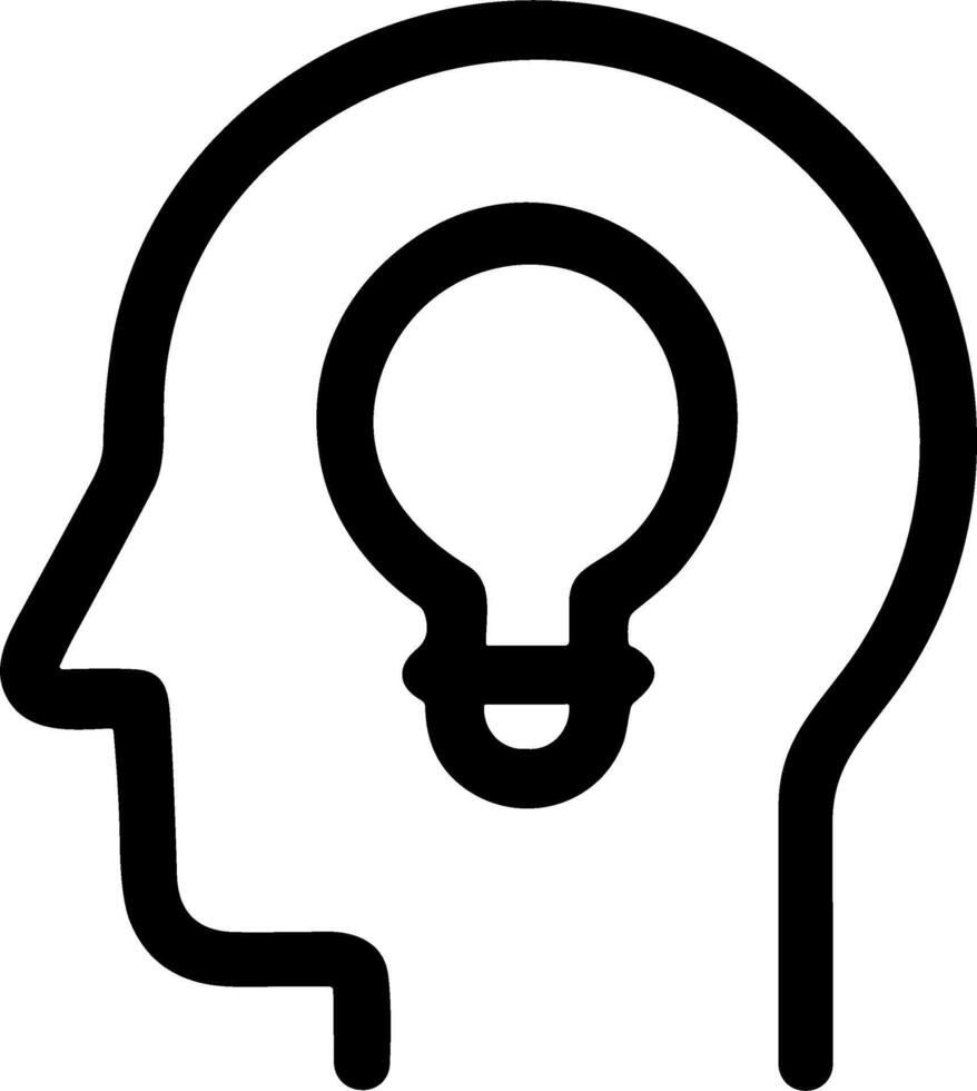 Outline Simple Head with Bulb Shape for Creative Idea Icon vector