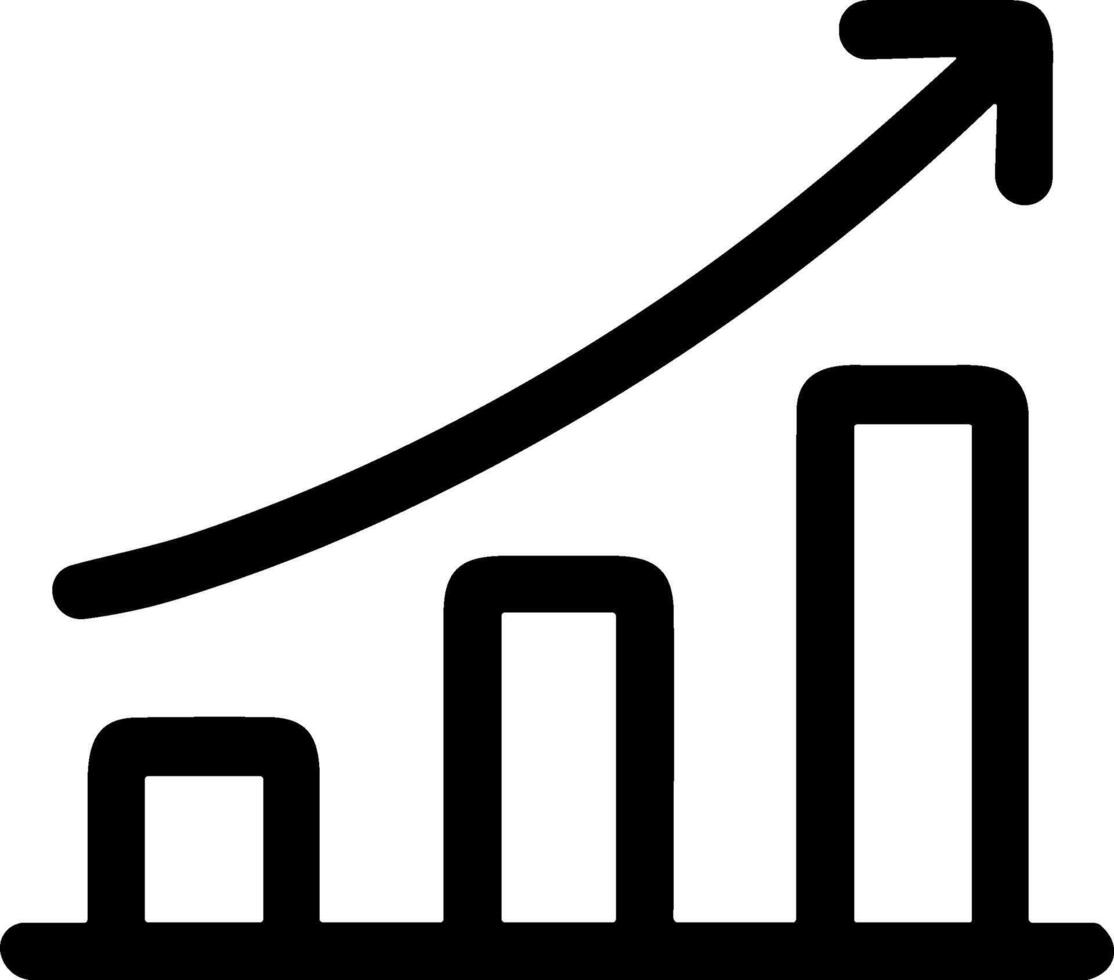 Minimalist Outline Growing Bar Chart with Arrow Up Statistics Icon vector