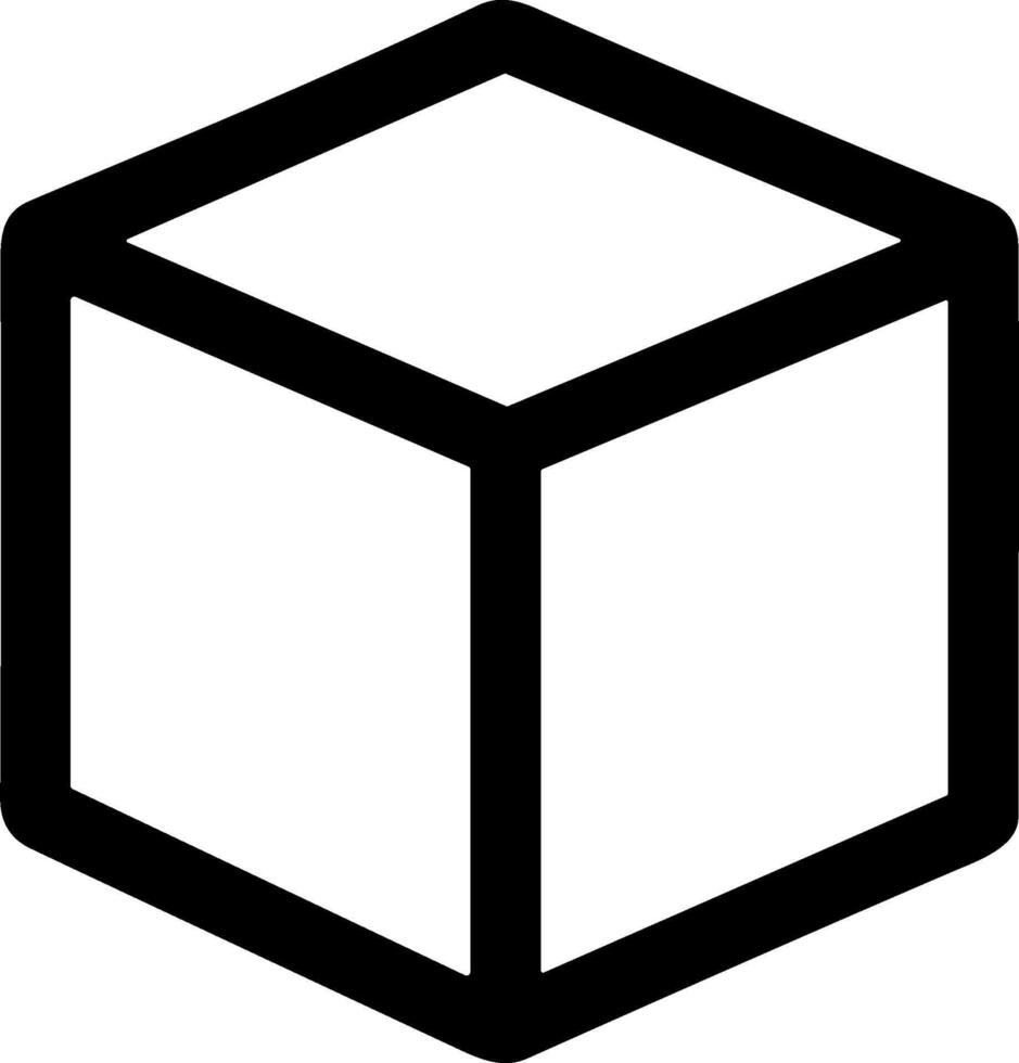 Simple Line Style Cube Shape Box Isometric Geometric Icon vector
