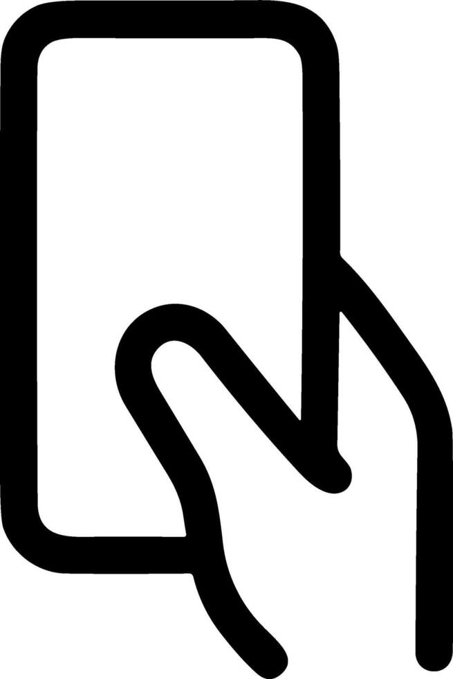 Outline Handheld Smartphone Device in Hand Gesture Communication Icon vector