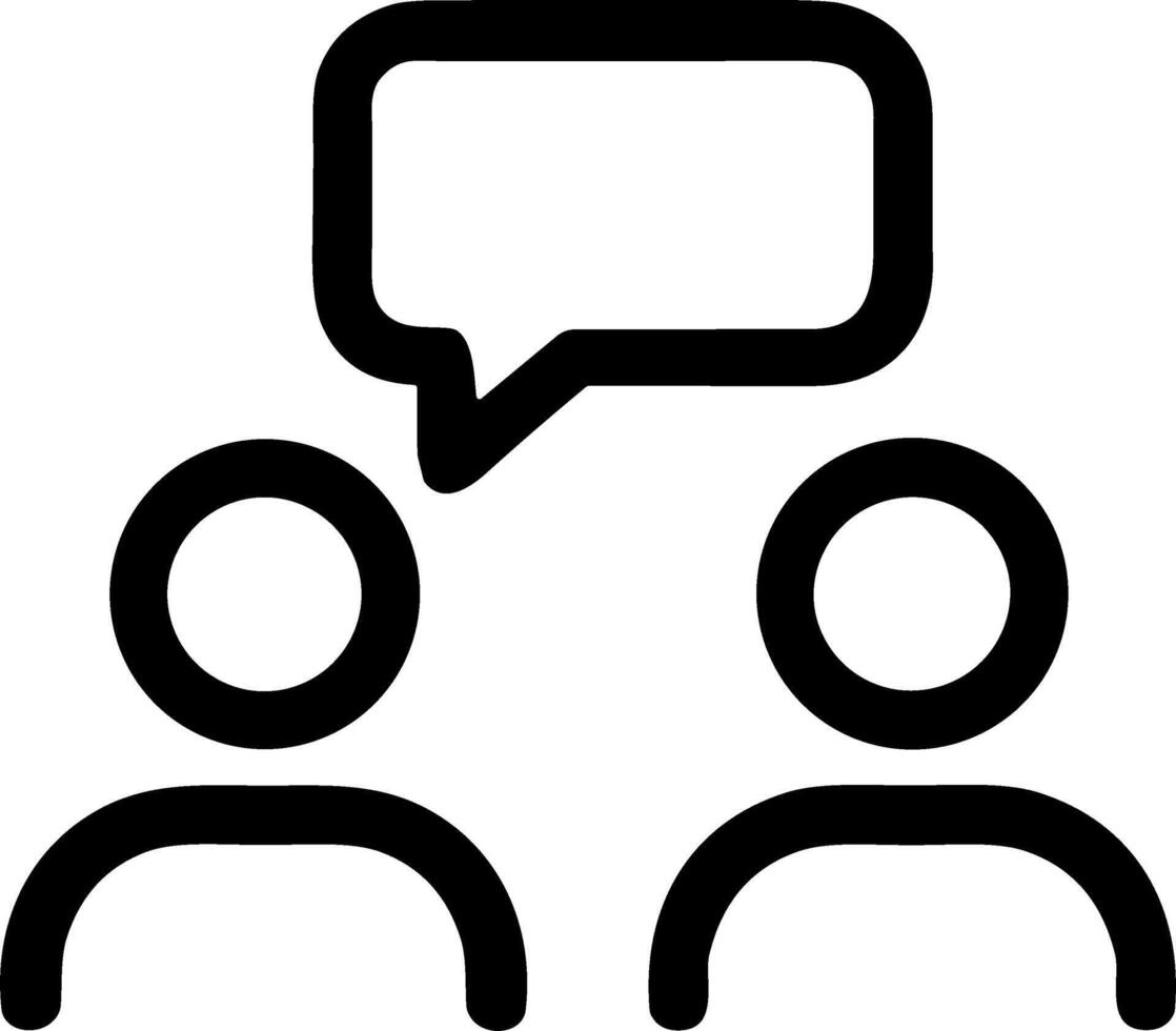 Simple Outline Conversation Bubble Between Two People User Icon vector