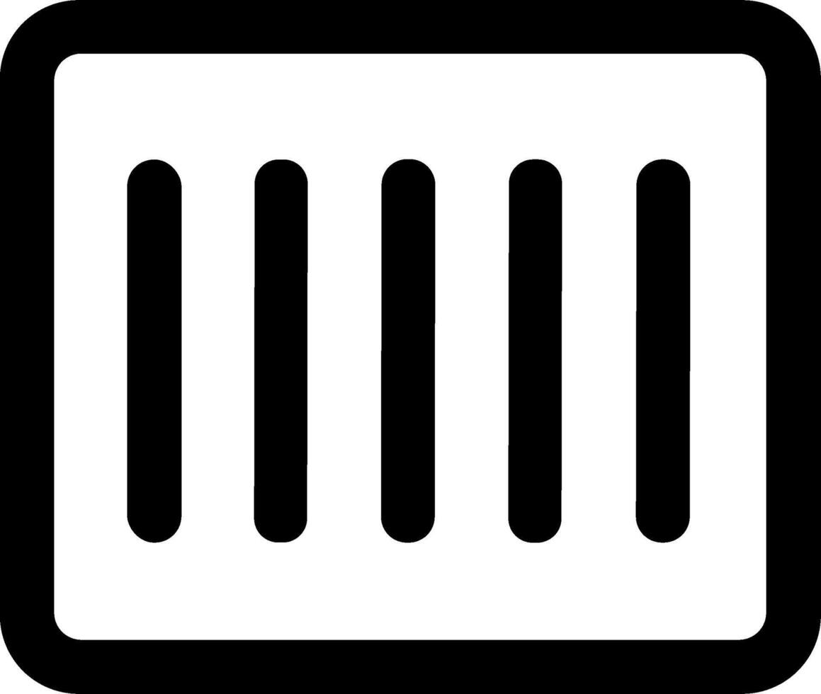 Simple Line Style Square Container with Vertical Bars Storage Icon vector