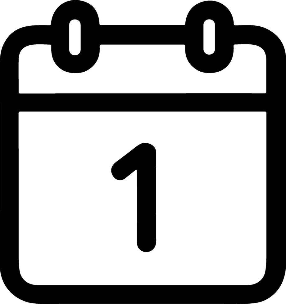 Minimalist Line Drawing Calendar with Number One, Date and Schedule Icon vector