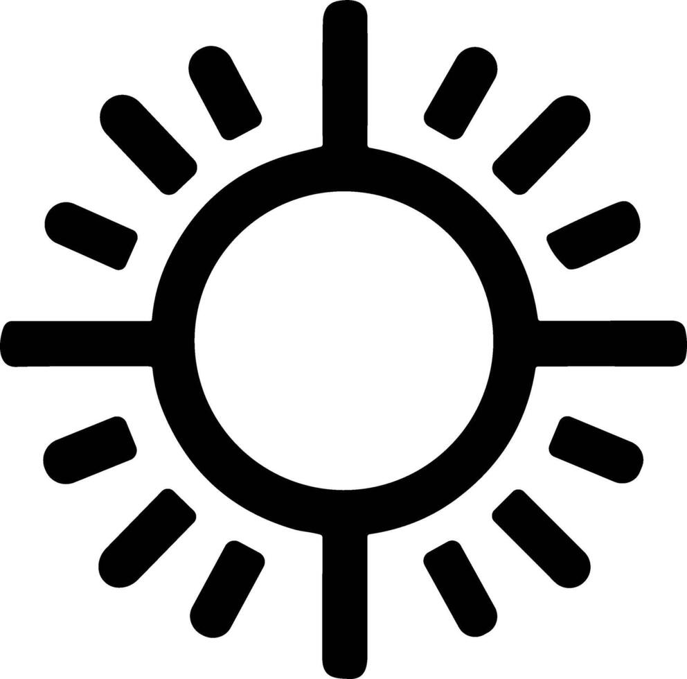 Simple Line Sun Icon with Rays and Circle Shape Element Design vector