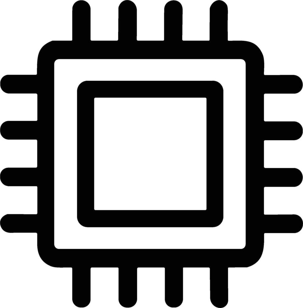 Simple Line Style Processor Chip Microchip Semiconductor Component Icon vector