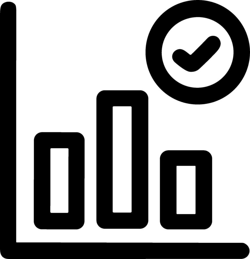 Minimalist Outline Growth Chart With Check Mark Approval Statistics Icon vector