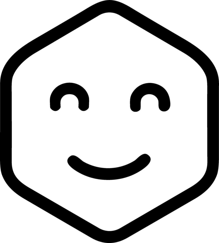 Simple Outline Smiley Face in Hexagon Shape Icon for Chat Application vector