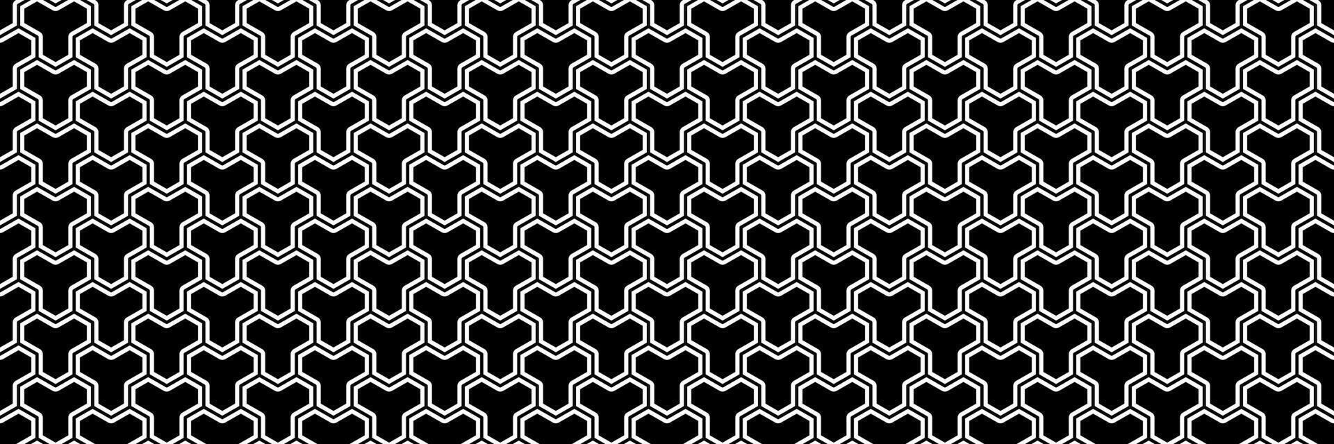 horizontal seamless black and white hexagon tile and textile pattern for design vector