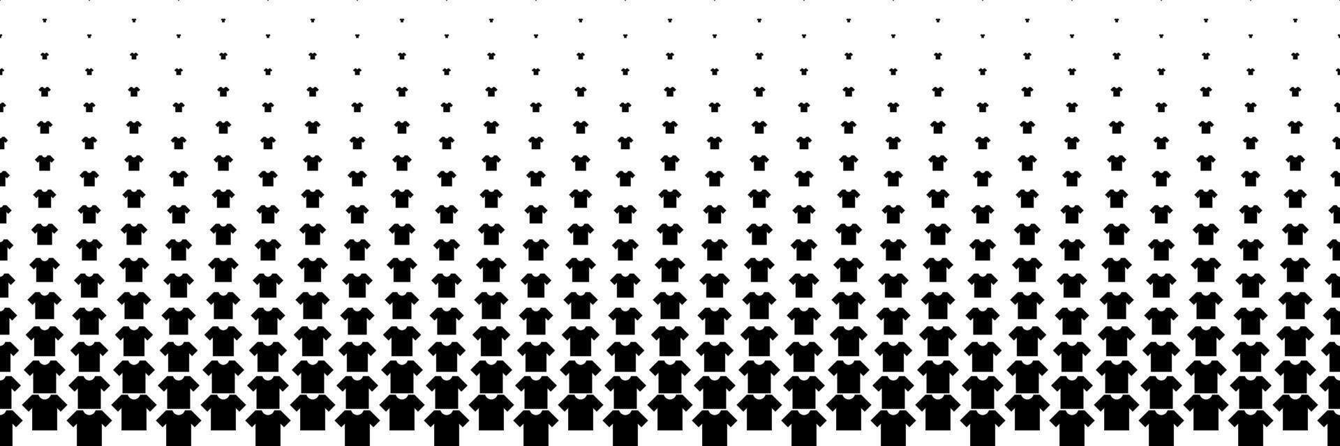 horizontal halftone of black t-shirt design for pattern and background. vector