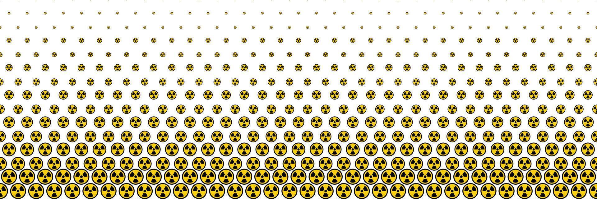 horizontal halftone of black and yellow radioactive sign on white for pattern and background vector