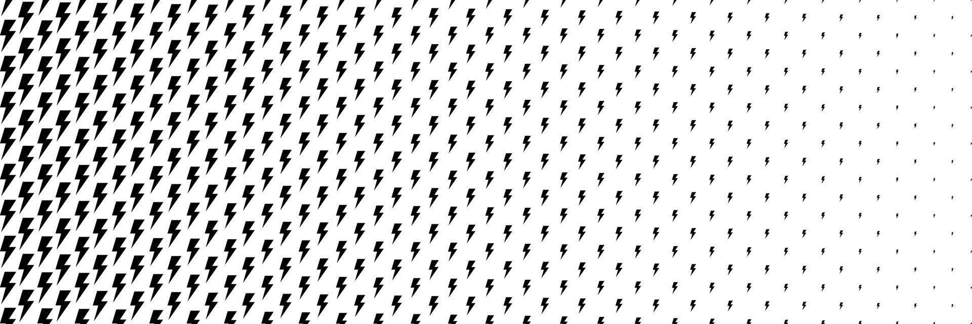 horizontal halftone of black thunderbolt design for pattern and background vector
