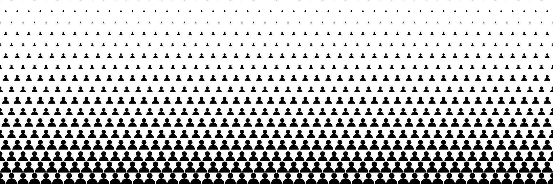 horizontal black halftone of people design for pattern and background. vector