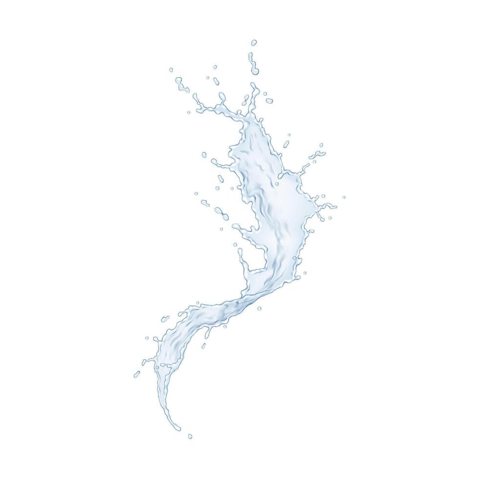 A visually captivating depiction of a water splash frozen in motion against a stark white backdrop, showcasing fluid dynamics and organic shapes in detail. vector