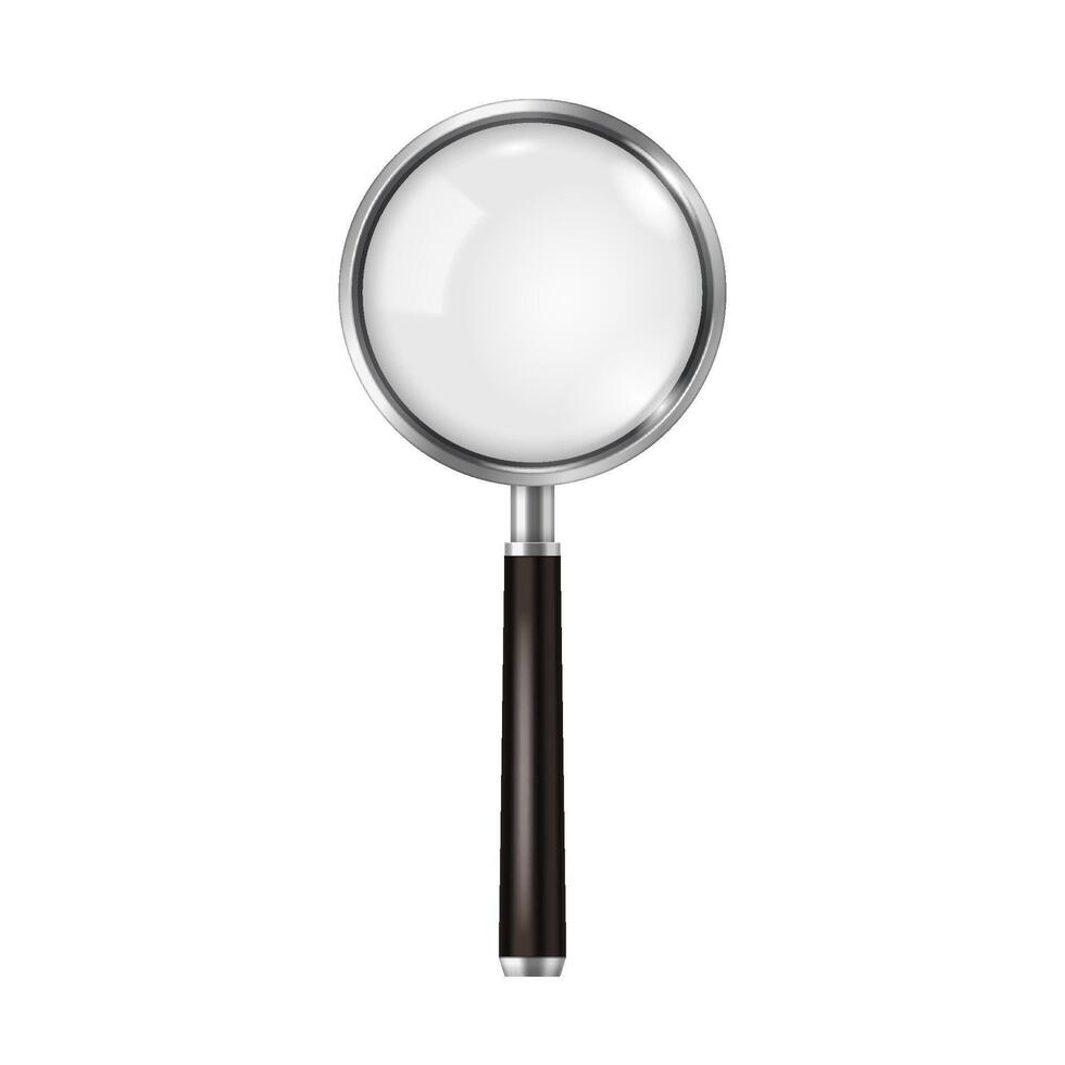 Detailed illustration of a magnifying glass with a lens and a wooden handle. Ideal for use in educational materials or exploration themes. vector