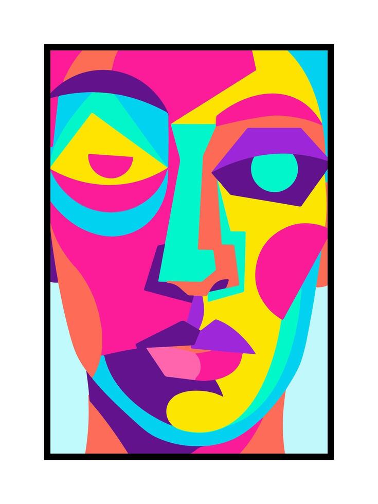 Deconstructed Profile in Bright Geometric Pop Layers vector