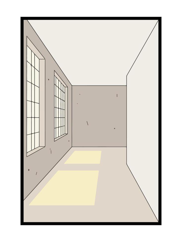 Modern Empty Interior With Geometric Window Light and Simple Shadows vector