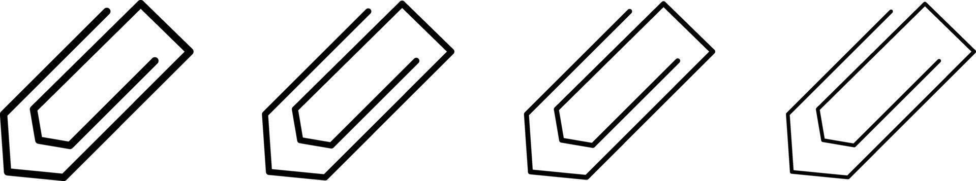 Four paperclips in a row on a white surface representing organization and simplicity vector