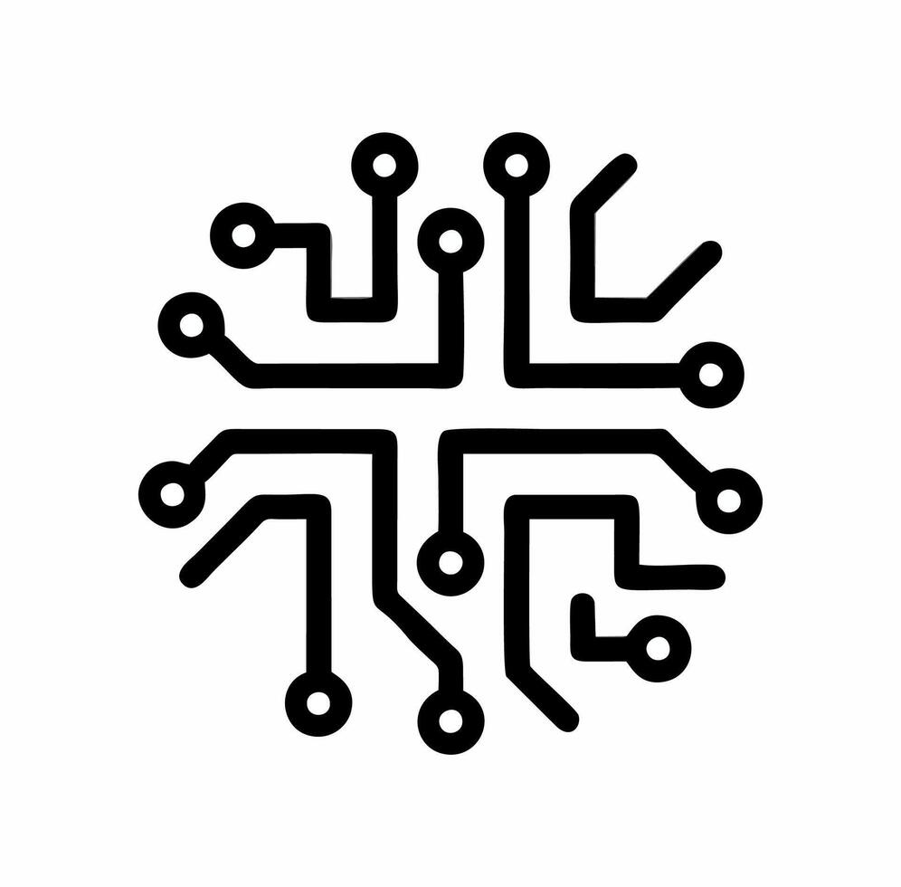A circuit board with a circle in the middle vector