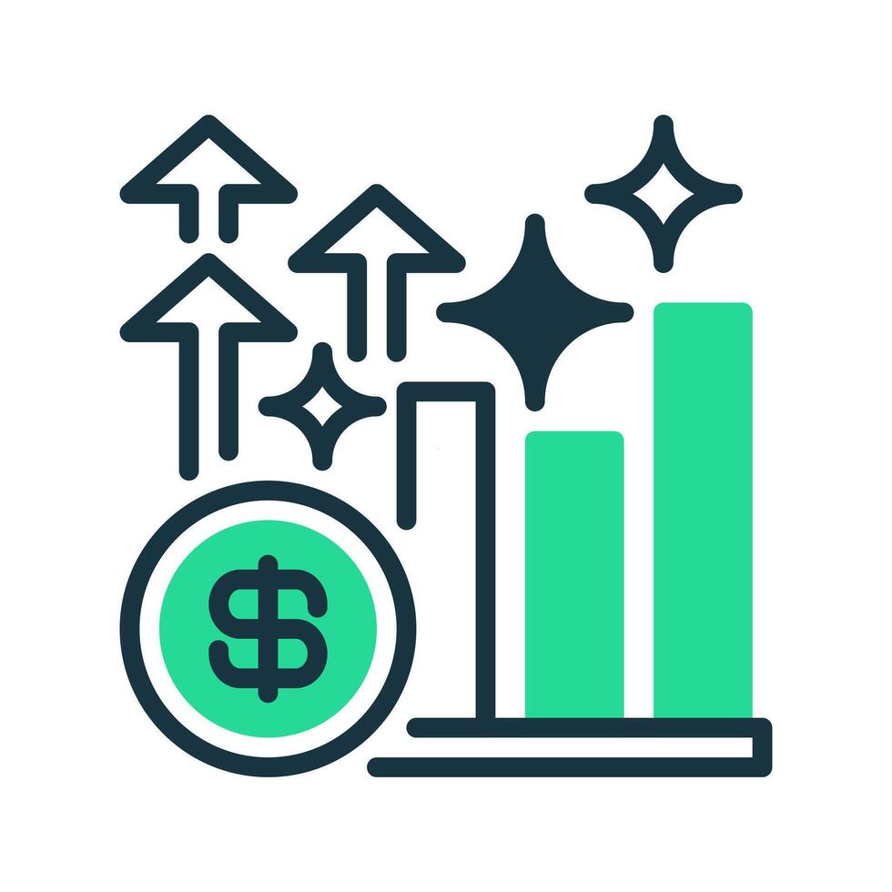Investment Growth Line Icon, Outline Symbol for Financial Planning, Asset Management, Wealth Building, Portfolio Expansion, and Return Optimization. vector