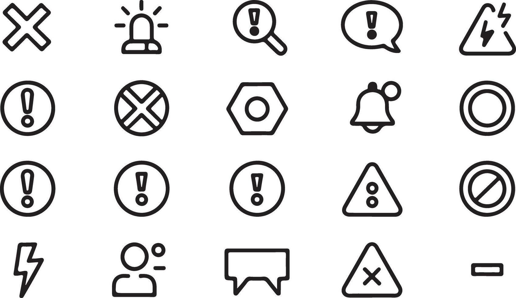 Error Message Icons Set Outline Style vector