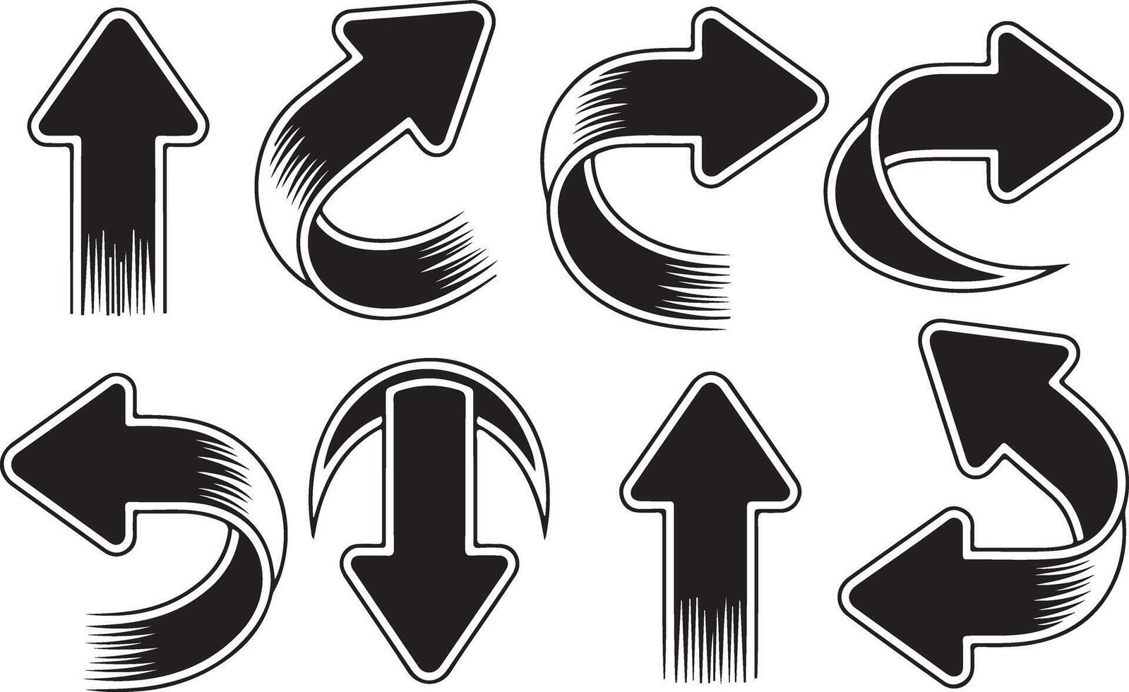 Arrows collection simple directional pointers for navigation and design vector