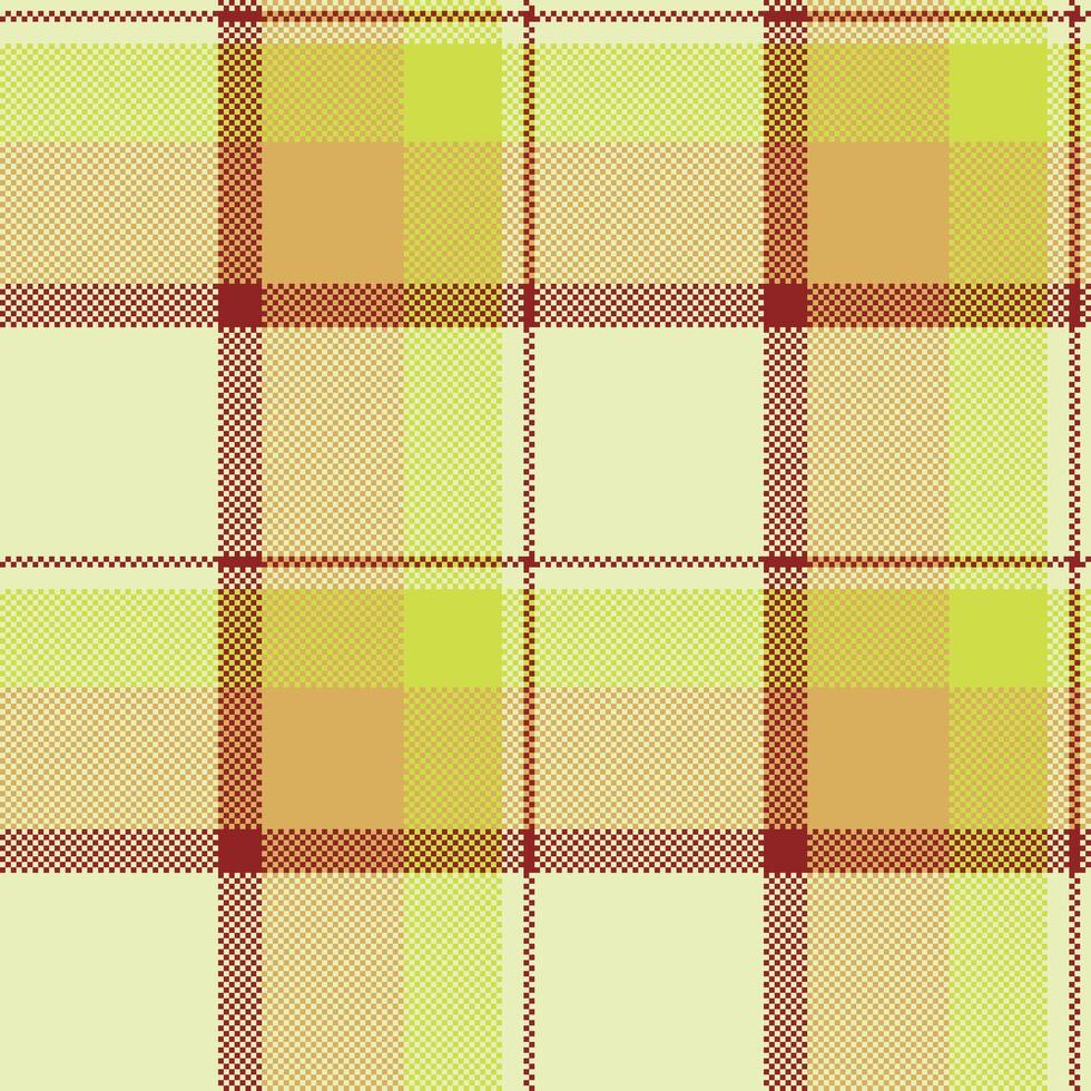 Pixelated plaid pattern in light earth tones, suitable for backgrounds, textiles, or web design. Seamless and versatile for diverse creative projects. vector