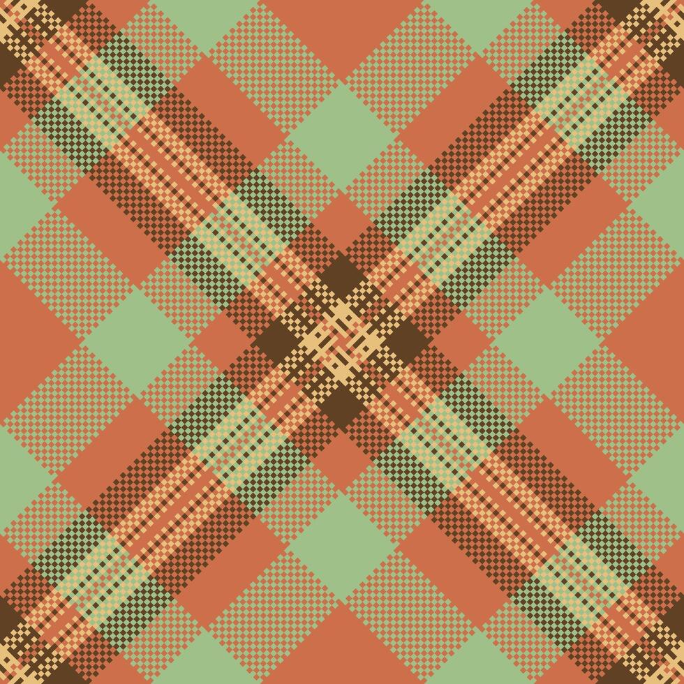 Eps tartan background texture, down check seamless fabric. Multicolored textile plaid pattern in orange and neutral colors. vector