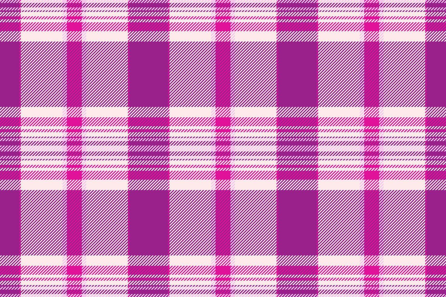 Variation check textile tartan, neat pattern background fabric. Yard texture seamless plaid in white and magenta colors. vector