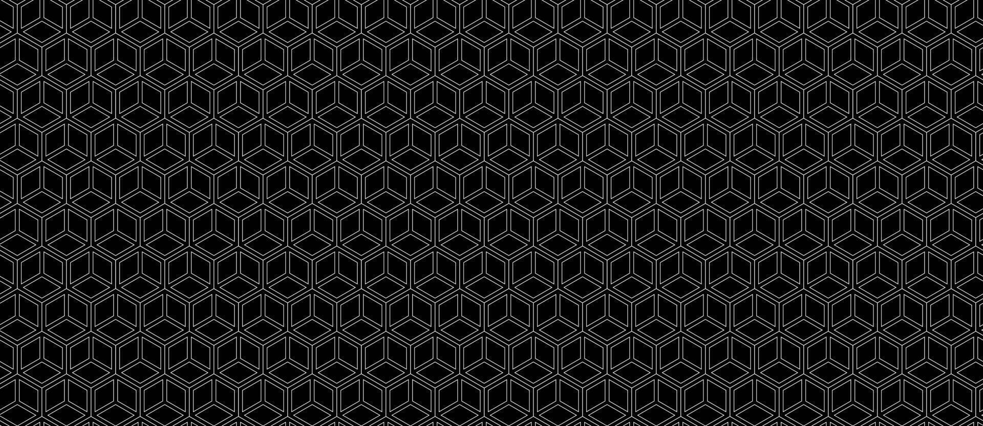 Elegant grayscale geometric pattern. Intricate repeating design of interconnected cubes creates a sophisticated, modern texture ideal for backgrounds, websites, or textile designs. vector