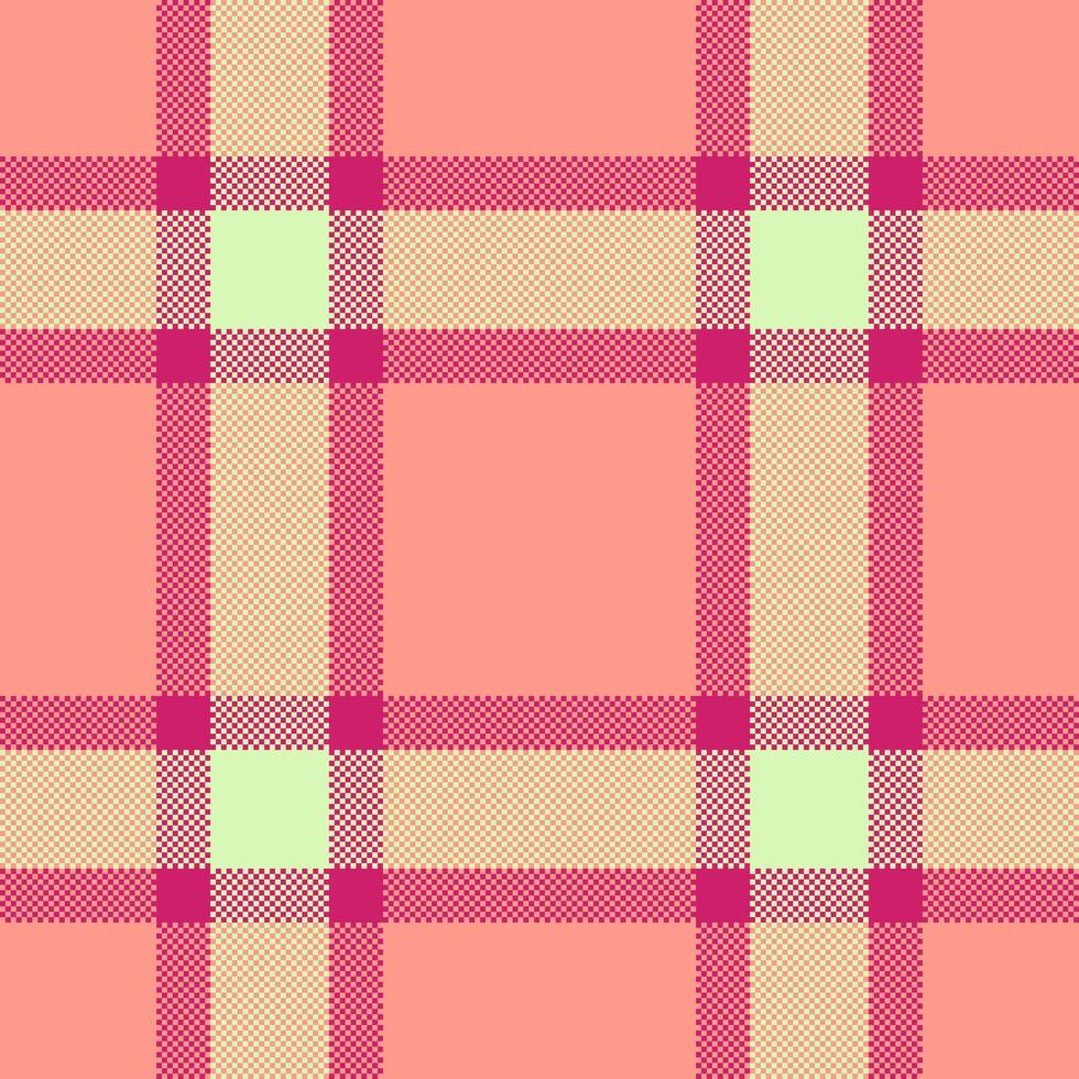 Classic plaid pattern in warm hues. A seamless tartan grid design. Ideal for backgrounds, textiles, or adding a retro touch. Pixelated for a digital feel. vector