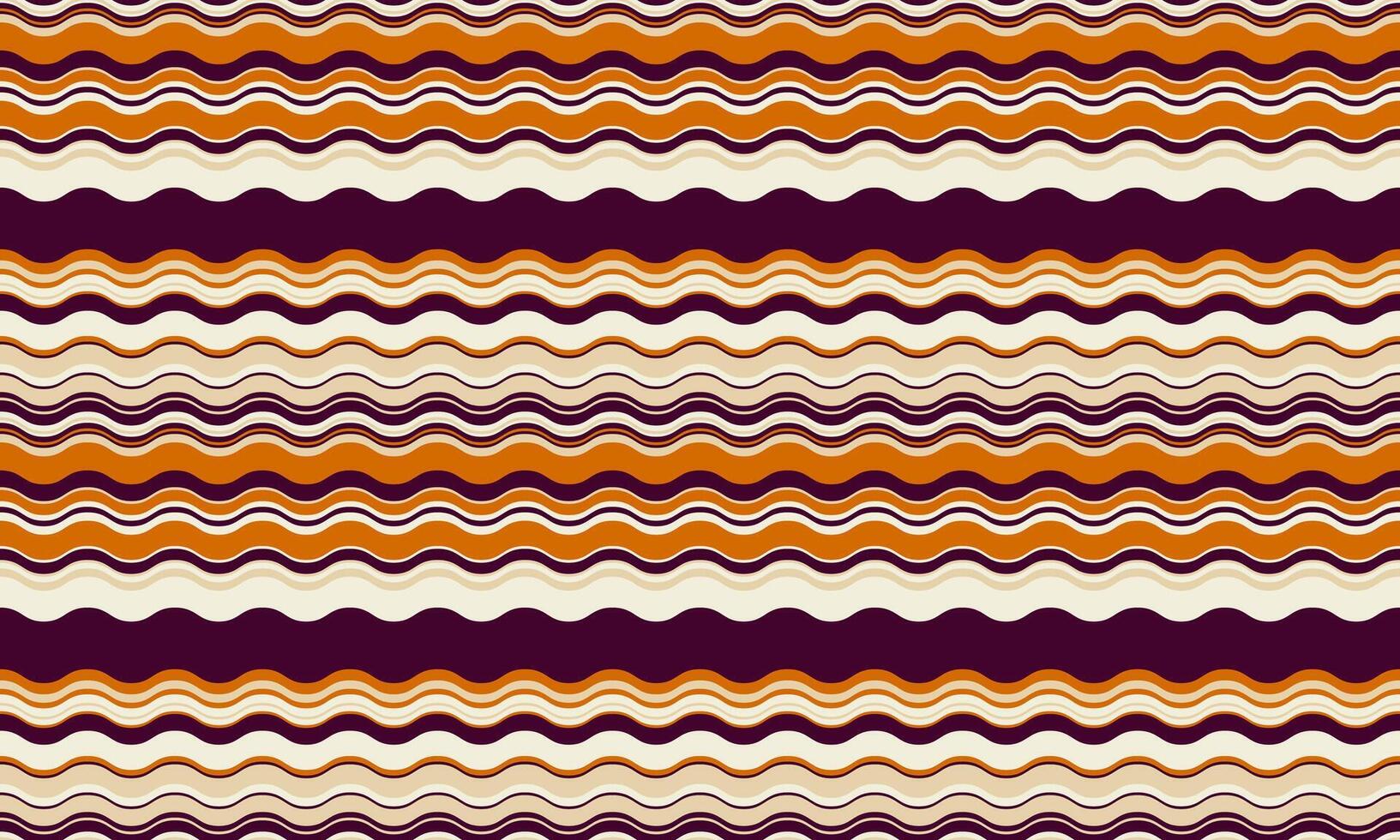 Vibrant wavy stripes in autumnal hues create a dynamic, retroinspired pattern. Perfect for textile design, website backgrounds, or any project needing a playful yet sophisticated aesthetic. vector