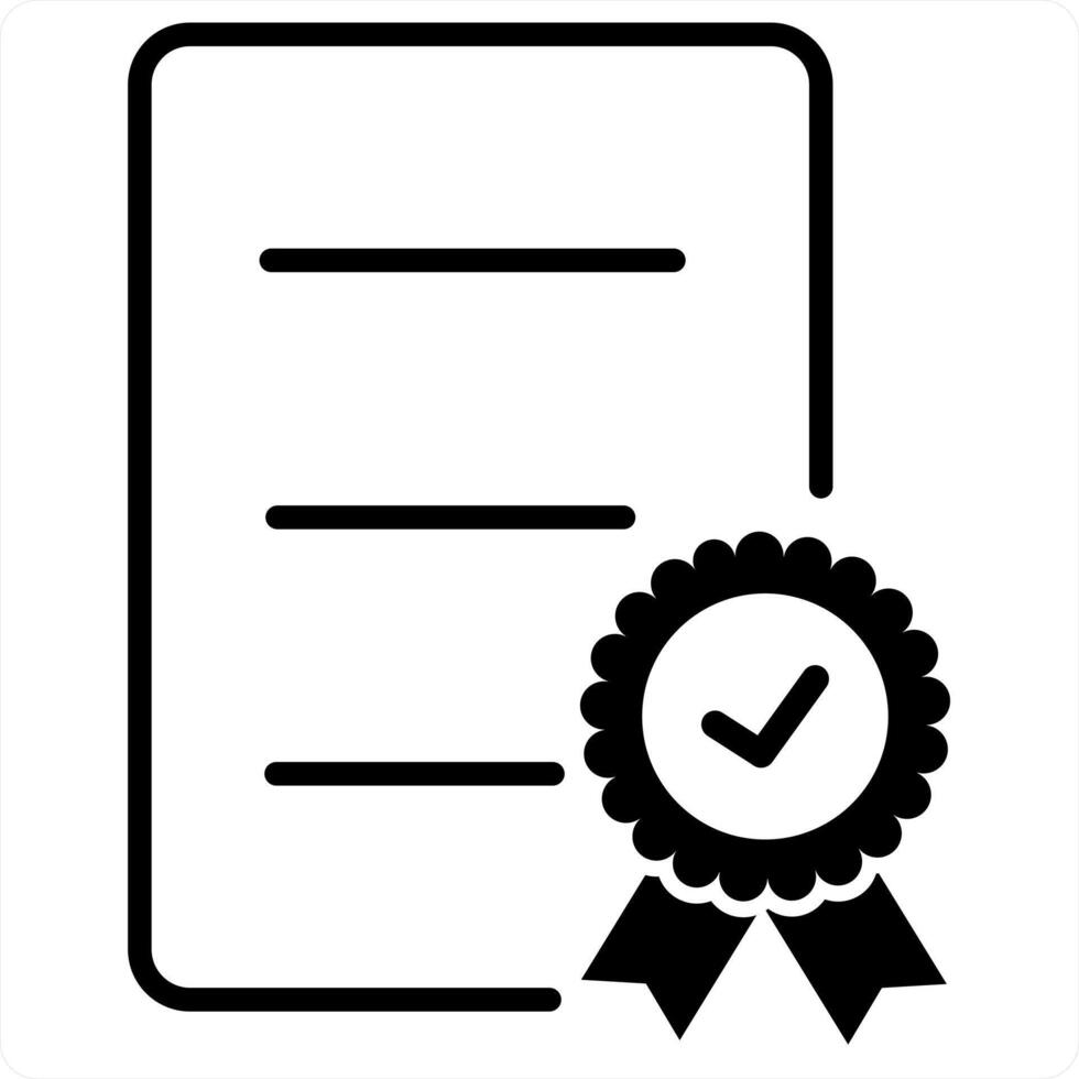 Certificate and document icon concept in black line color vector