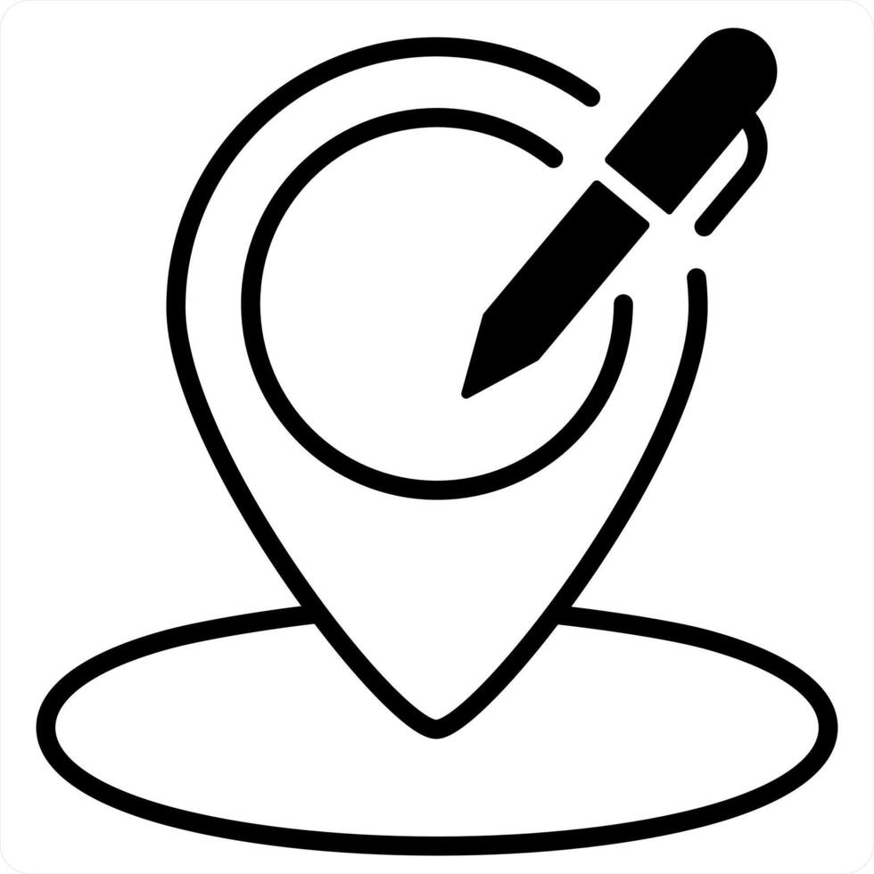 Edit Location and pin icon concept in black line color vector